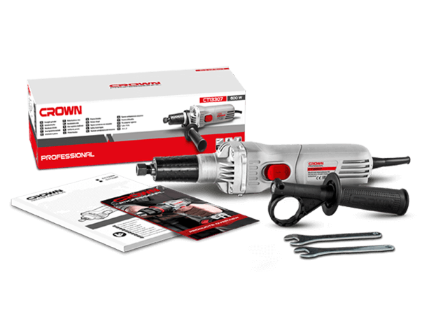 Crown CT13307 Straight Die Grinder 6mm with side handle 600 Watt