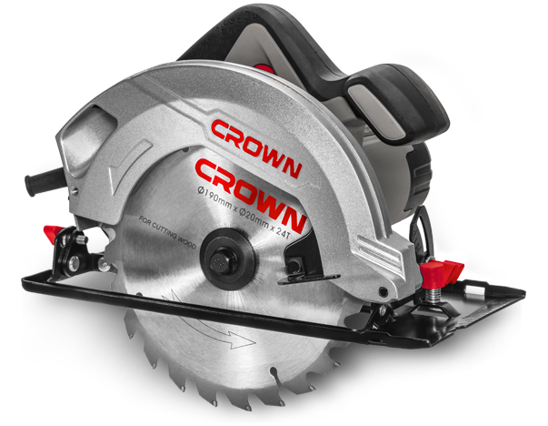 CROWN CT15188 Circular Saw 7 - 1/2" - 185 to 190mm - 1500w with 66mm max cutting depth at 90 degree with 20mm bore of circular saw blade