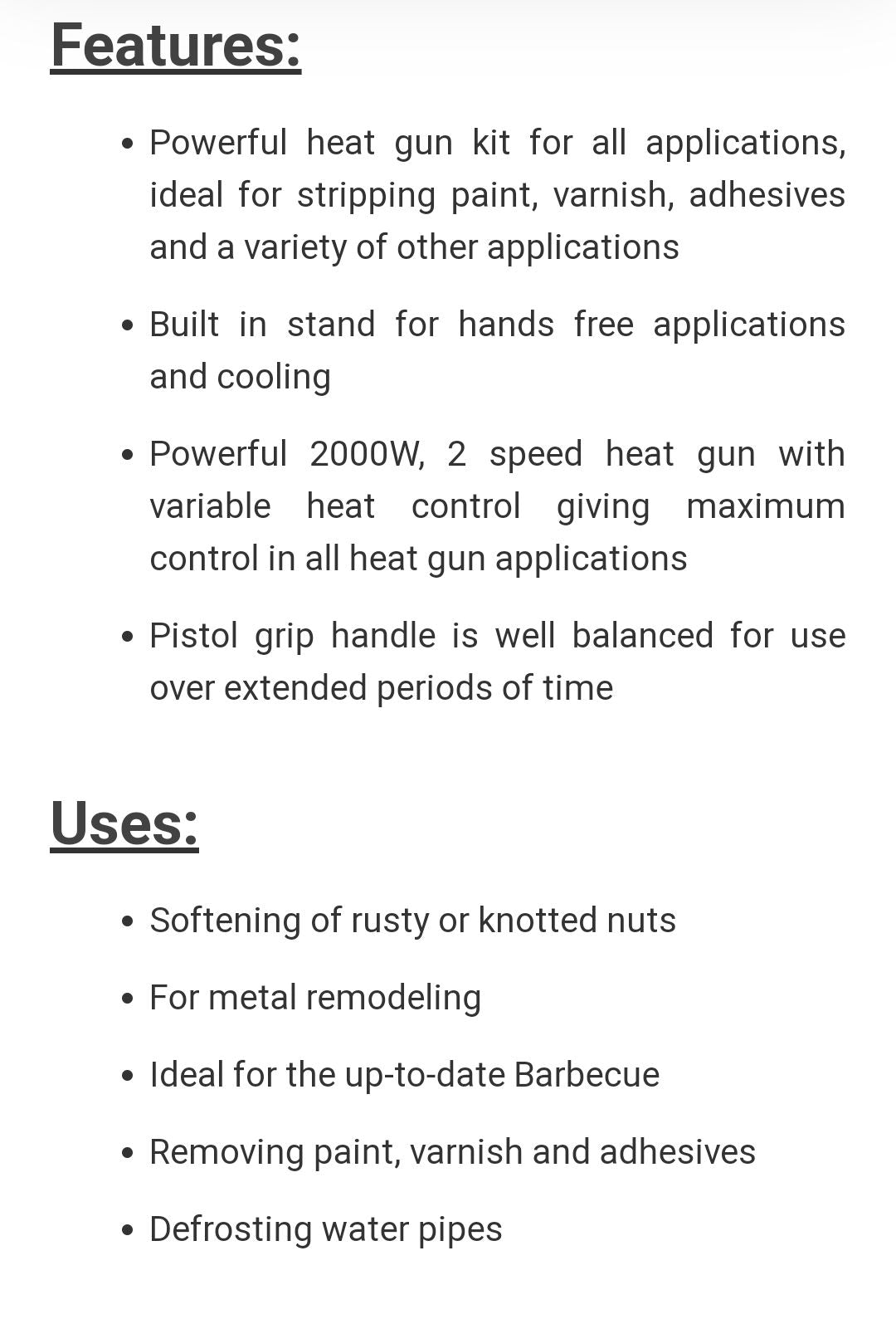 Black and decker heat gun 2000w variable control